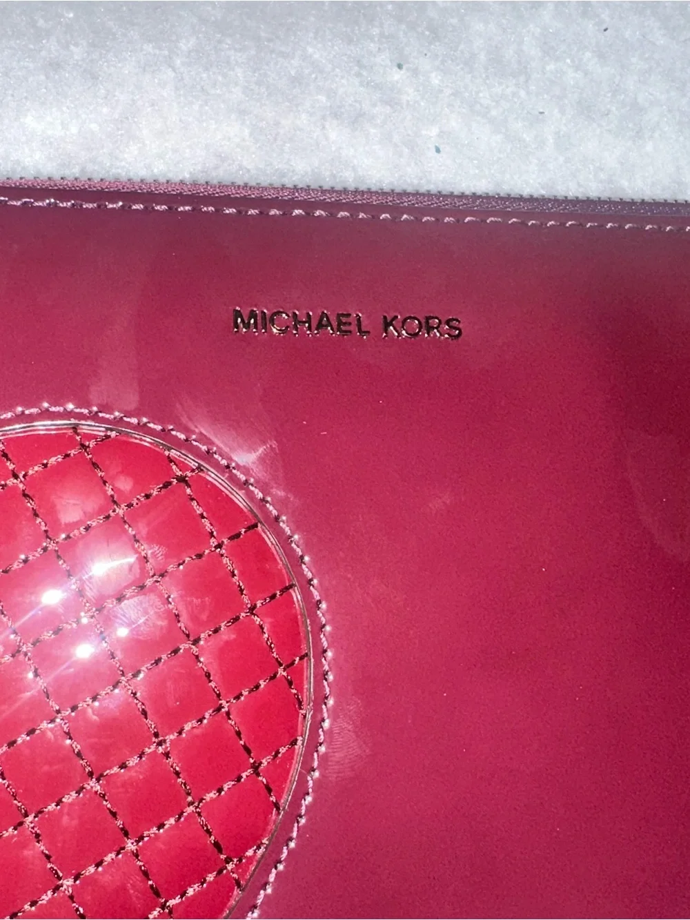 Michael Kors Hot Pink Patent Heart Wristlet